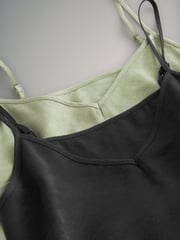 The Set Black/Khaki Green 2 Pack Midi Strappy Slip Dress - Image 18 of 18