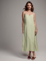 The Set Black/Khaki Green 2 Pack Midi Strappy Slip Dress - Image 3 of 18