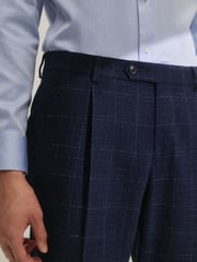 Navy Tailored Textured Check Suit: Trousers - Image 4 of 9