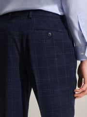 Navy Tailored Textured Check Suit: Trousers - Image 5 of 9