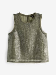Khaki Green Sleeveless Sequin Tank Top - Image 5 of 6