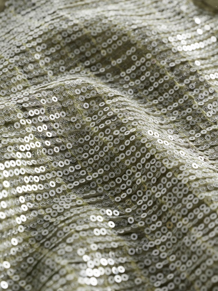 Khaki Green Sleeveless Sequin Tank Top - Image 6 of 6