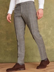 Joules Grey/Rust Check Slim Fit Wool Suit: Trousers - Image 1 of 8