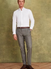 Joules Grey/Rust Check Slim Fit Wool Suit: Trousers - Image 3 of 8