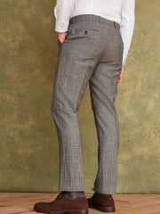 Joules Grey/Rust Check Slim Fit Wool Suit: Trousers - Image 4 of 8