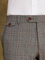 Joules Grey/Rust Check Slim Fit Wool Suit: Trousers - Image 5 of 8
