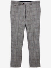 Joules Grey/Rust Check Slim Fit Wool Suit: Trousers - Image 7 of 8