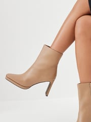Camel Brown Forever Comfort® Squared Toe Ankle Heeled Boots - Image 4 of 9
