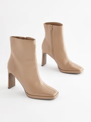 Camel Brown Forever Comfort® Squared Toe Ankle Heeled Boots - Image 5 of 9