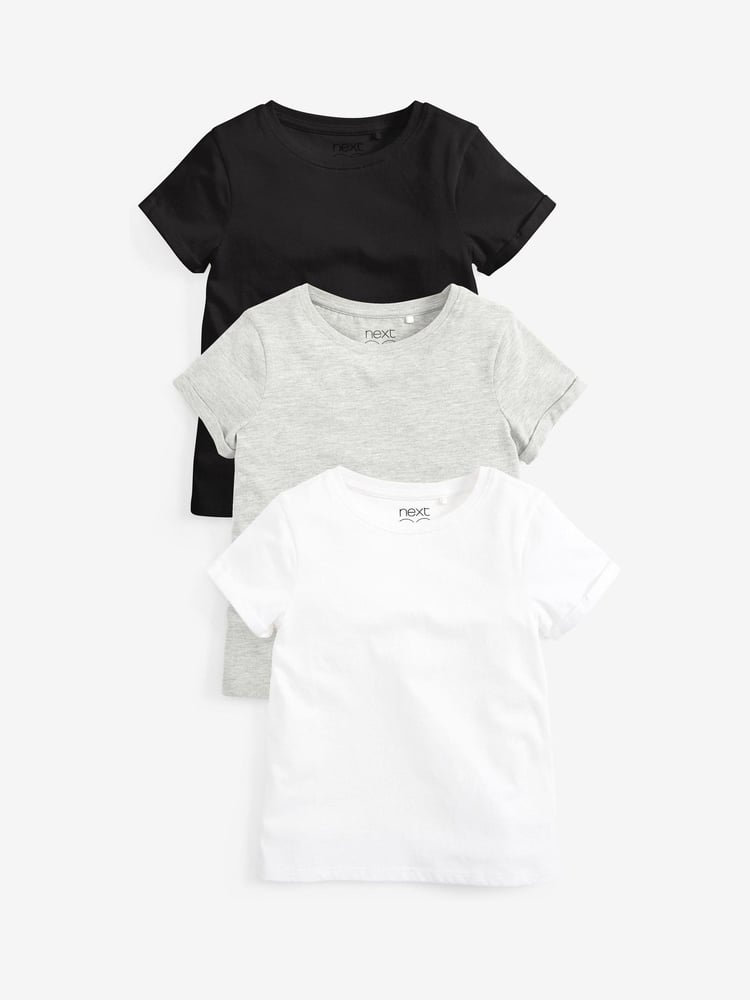 Black/White 3 Pack T-Shirts (3-16yrs) - Image 1 of 10