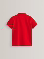 Red Regular Fit Cotton School Short Sleeve 100% Cotton Polo Shirts 2 Pack (3-16yrs) - Image 3 of 4