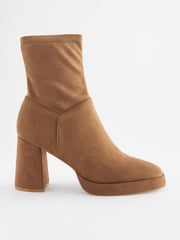 Tan Brown Forever Comfort® Platform Sock Ankle Boots - Image 5 of 9
