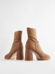 Tan Brown Forever Comfort® Platform Sock Ankle Boots - Image 7 of 9