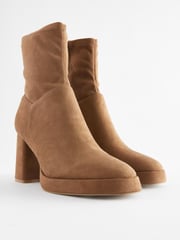 Tan Brown Forever Comfort® Platform Sock Ankle Boots - Image 8 of 9