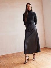 Black Long Length Satin Skirt - Image 2 of 7