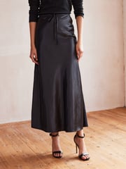Black Long Length Satin Skirt - Image 3 of 7