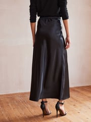 Black Long Length Satin Skirt - Image 4 of 7