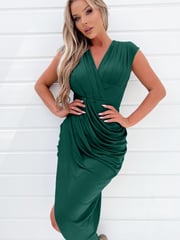 AX Paris Green Wrap Draped Midi Dress - Image 3 of 4