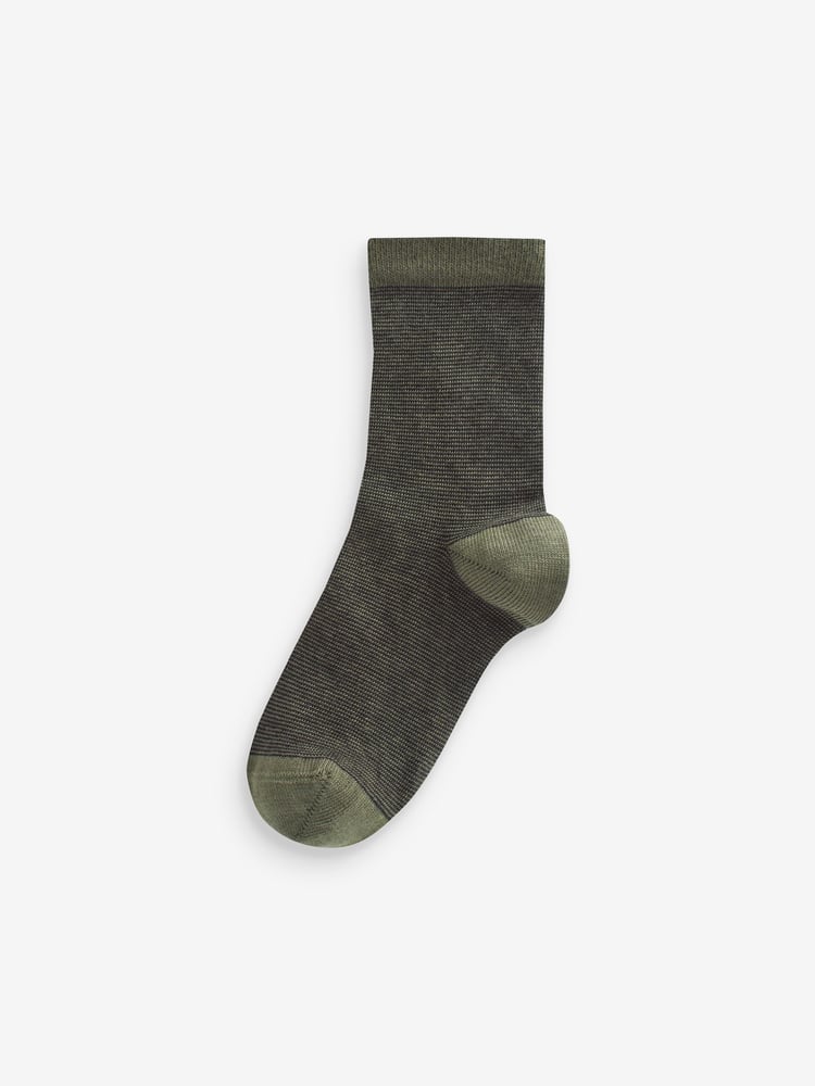 Khaki Green/Tan Brown Star Cotton Rich Socks 7 Pack - Image 2 of 8