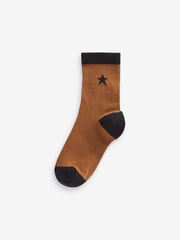 Khaki Green/Tan Brown Star Cotton Rich Socks 7 Pack - Image 5 of 8
