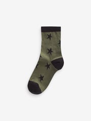 Khaki Green/Tan Brown Star Cotton Rich Socks 7 Pack - Image 8 of 8