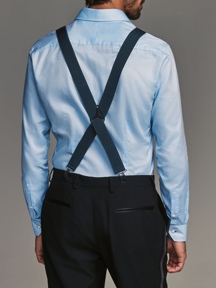 Navy Blue Herringbone Wide Braces - Image 2 of 6