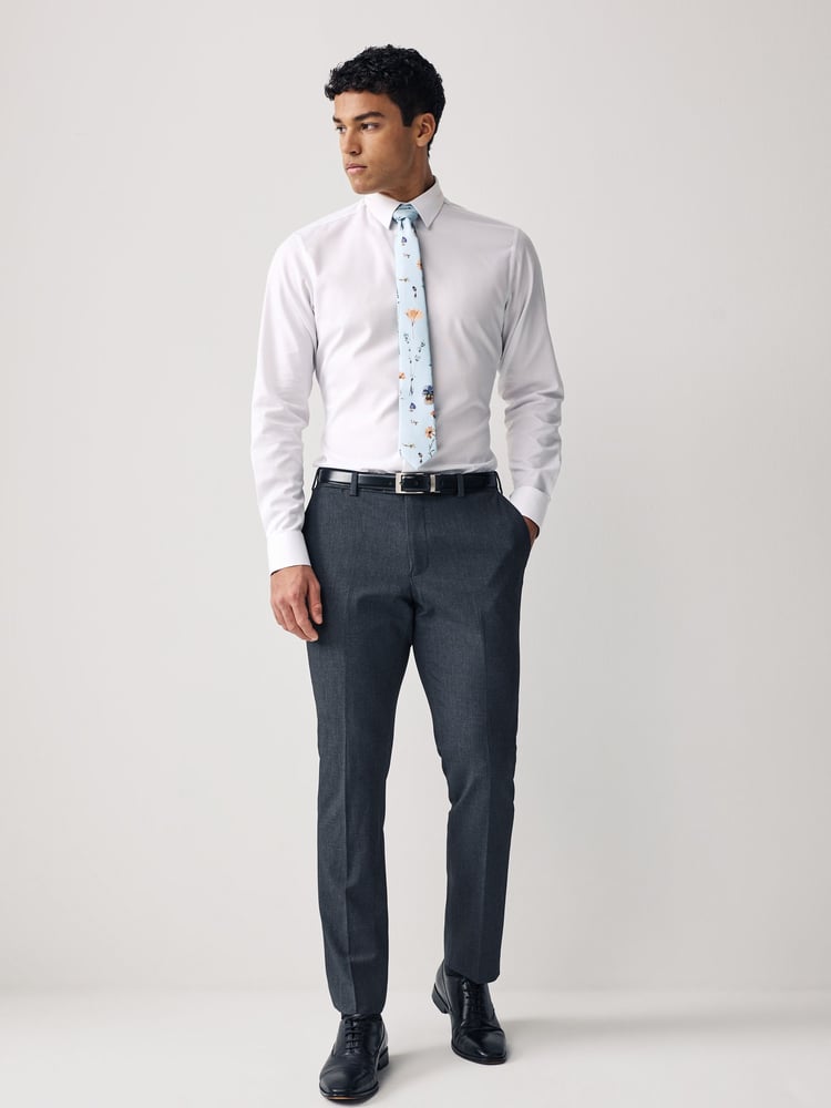 White/Light Blue Floral Regular Fit Occasion Shirt And Tie Pack - Image 2 of 7