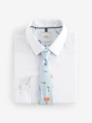 White/Light Blue Floral Regular Fit Occasion Shirt And Tie Pack - Image 5 of 7