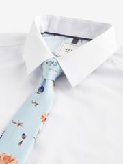 White/Light Blue Floral Regular Fit Occasion Shirt And Tie Pack - Image 6 of 7