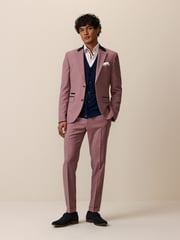 Pink Skinny Fit Check Suit Trousers - Image 2 of 8