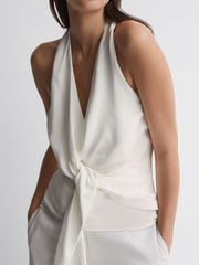 Reiss Ivory Freda Tie Halter Neck Blouse - Image 1 of 5