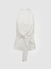Reiss Ivory Freda Tie Halter Neck Blouse - Image 2 of 5