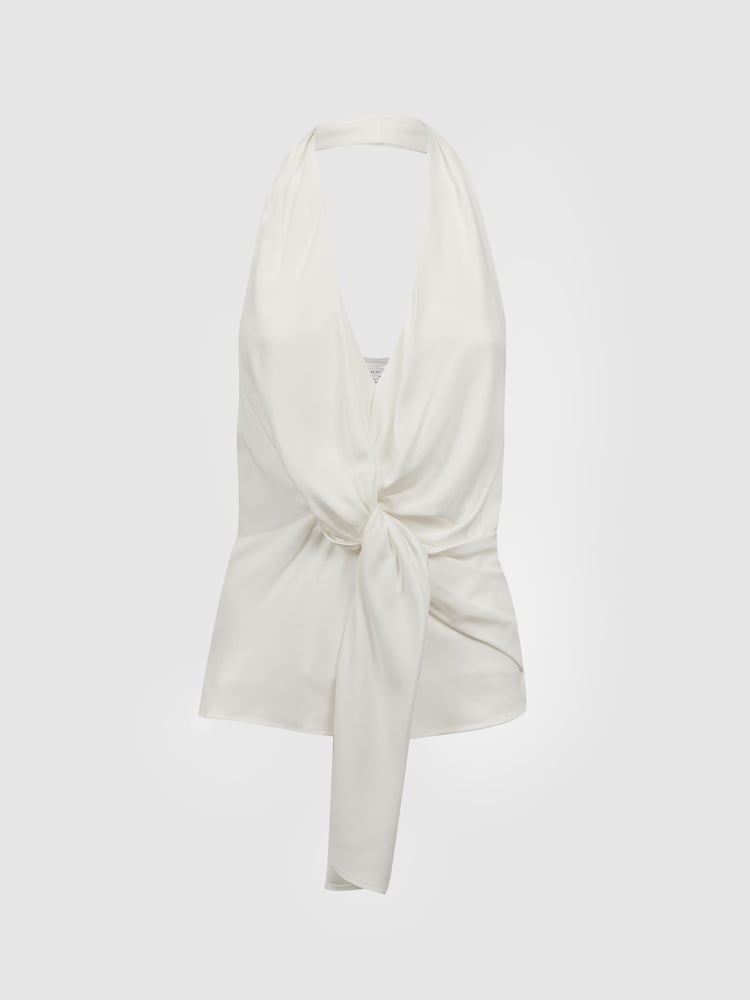 Reiss Ivory Freda Tie Halter Neck Blouse - Image 2 of 5