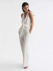 Reiss Ivory Freda Tie Halter Neck Blouse - Image 5 of 5