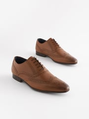 Tan Brown Standard Fit Leather Oxford Brogue Shoes - Image 1 of 10