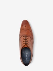 Tan Brown Standard Fit Leather Oxford Brogue Shoes - Image 4 of 10