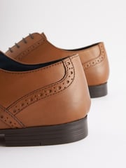 Tan Brown Standard Fit Leather Oxford Brogue Shoes - Image 5 of 10
