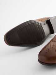 Tan Brown Standard Fit Leather Oxford Brogue Shoes - Image 7 of 10