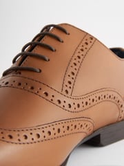 Tan Brown Standard Fit Leather Oxford Brogue Shoes - Image 9 of 10