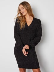 Threadbare Black V-Neck Knitted Jumper Dress - Image 2 of 2