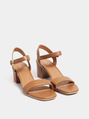 Long Tall Sally Brown Faux Leather Block Heel Sandals - Image 3 of 5