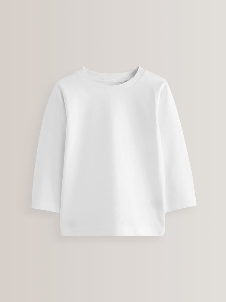 White 5 Pack Long Sleeve T-Shirts 2 Pack (3mths-7yrs) - Image 2 of 3