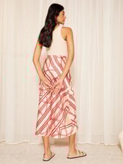 Friends Like These Red Geo Satin Bias Midi Skirt - Image 4 of 4