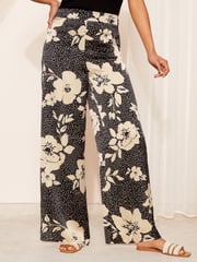 Friends Like These Cream Polka Dot Floral Satin Wide Leg Trousers - Image 1 of 4