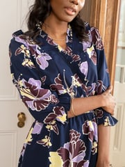 Pour Moi Navy Floral Print Maggie Dress - Image 3 of 5