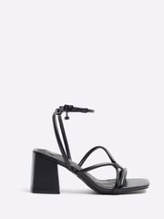 River Island Black Clipped Tubular Heeled Sandals - Image 1 of 4