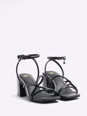 River Island Black Clipped Tubular Heeled Sandals - Image 2 of 4