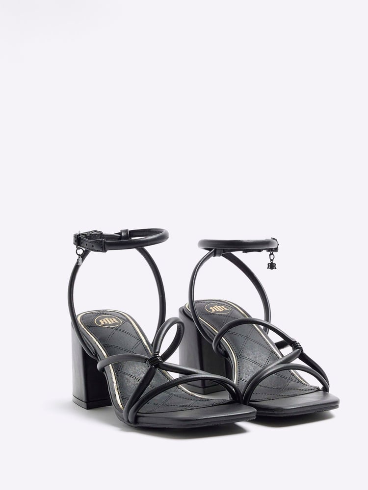 River Island Black Clipped Tubular Heeled Sandals - Image 2 of 4