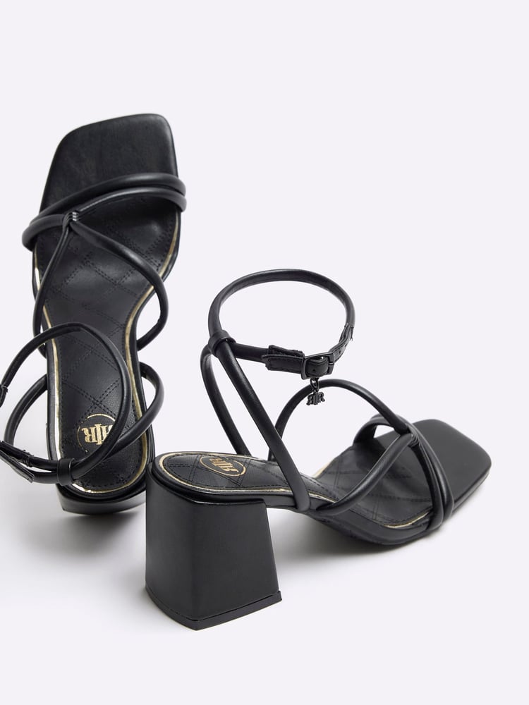 River Island Black Clipped Tubular Heeled Sandals - Image 4 of 4