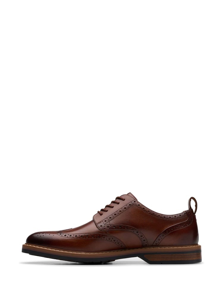 Clarks Brown Standard Fit (G) Leather Aldwin Limit Shoes - Image 2 of 8